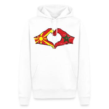 Mazedonien Marokko Flagge Hände Herzform used - Männer Premium Bio Hoodie - Weiß - Vorne - Nico (187cm)
