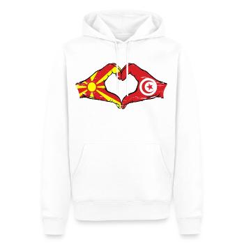 Macédoine Tunisie drapeau mains forme de coeur utilisé - Sweat à capuche Premium bio Homme - blanc - Devant - Nico (187cm)