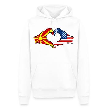 Mazedonien USA Flagge Hände Herzform used - Männer Premium Bio Hoodie - Weiß - Vorne - Nico (187cm)