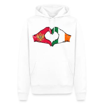 Monténégro Irlande Drapeau Mains Coeur Utilisé - Sweat à capuche Premium bio Homme - blanc - Devant - Nico (187cm)