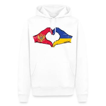 Montenegro Ukraine Flagge Hände Herzform used - Männer Premium Bio Hoodie - Weiß - Vorne - Nico (187cm)
