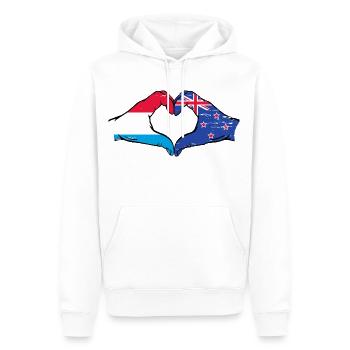 Luxembourg Drapeau de la Nouvelle-Zélande Aiguilles Coeur Utilisé - Sweat à capuche Premium bio Homme - blanc - Devant - Nico (187cm)