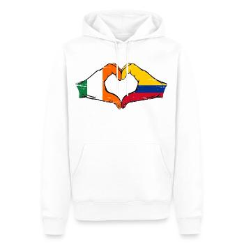 Irlande Colombie Drapeau Mains Coeur Forme Utilisé - Sweat à capuche Premium bio Homme - blanc - Devant - Nico (187cm)