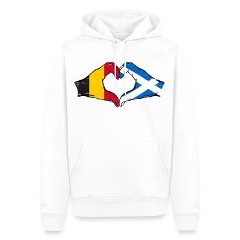 Belgique Ecosse Mains Forme Coeur Utilisé - Sweat à capuche Premium bio Homme - blanc - Devant - Nico (187cm)