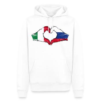Italie Russie mains forme de coeur utilisé - Sweat à capuche Premium bio Homme - blanc - Devant - Nico (187cm)