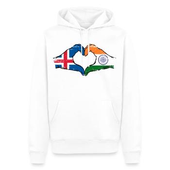 Iceland India hands heart shape used - Men’s Premium Organic Hoodie - white - Front - Nico (187cm)