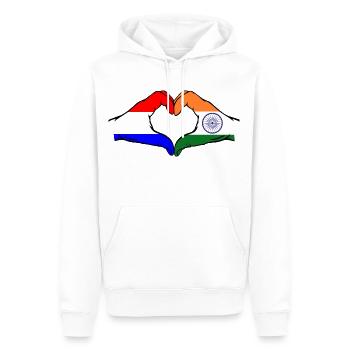 Holland India Hands Heart Shape - Men’s Premium Organic Hoodie - white - Front - Nico (187cm)