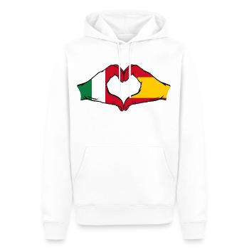 Italie Espagne mains en forme de cœur - Sweat à capuche Premium bio Homme - blanc - Devant - Nico (187cm)