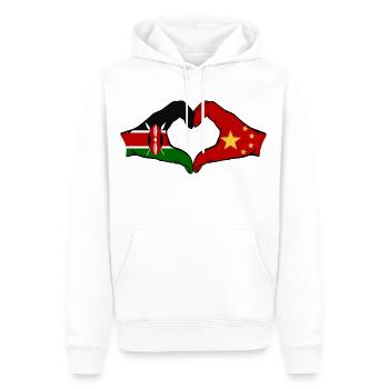 Kenya China Hands Heart Shape - Men’s Premium Organic Hoodie - white - Front - Nico (187cm)