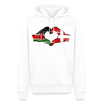 Kenya Denmark hands heart shape used - Men’s Premium Organic Hoodie - white - Front - Nico (187cm)