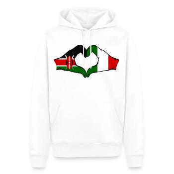 Kenya Italie mains en forme de coeur - Sweat à capuche Premium bio Homme - blanc - Devant - Nico (187cm)