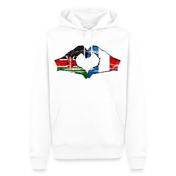 Kenya France hands heart shape used - Men’s Premium Organic Hoodie - white - Front - Nico (187cm)