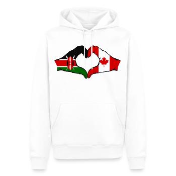 Kenya Canada mains en forme de coeur - Sweat à capuche Premium bio Homme - blanc - Devant - Nico (187cm)