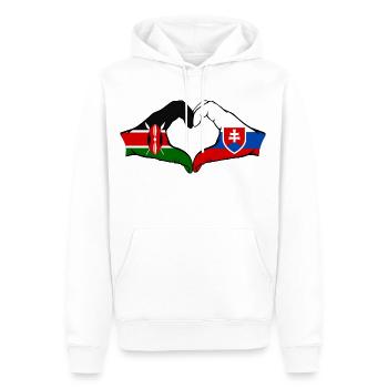 Kenya Slovaquie mains en forme de coeur - Sweat à capuche Premium bio Homme - blanc - Devant - Nico (187cm)