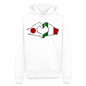Japon Italie mains en forme de coeur - Sweat à capuche Premium bio Homme - blanc - Devant - Nico (187cm)