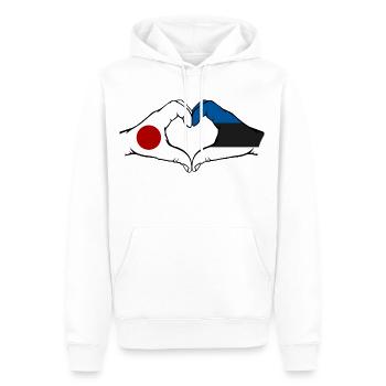 Japon Estonie mains en forme de coeur - Sweat à capuche Premium bio Homme - blanc - Devant - Nico (187cm)