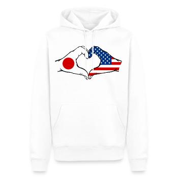 Japon États-Unis mains en forme de cœur - Sweat à capuche Premium bio Homme - blanc - Devant - Nico (187cm)
