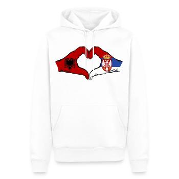 Albanien Serbien Flagge Herzform - Männer Premium Bio Hoodie - Weiß - Vorne - Nico (187cm)