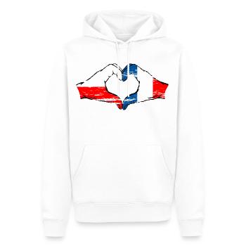 Poland France Flag Heart shape used - Men’s Premium Organic Hoodie - white - Front - Nico (187cm)