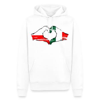 Pologne Italie drapeau coeur forme utilisé - Sweat à capuche Premium bio Homme - blanc - Devant - Nico (187cm)