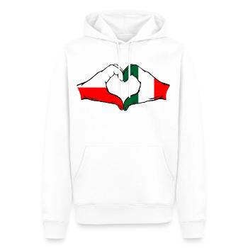 Pologne Italie Drapeau Coeur Forme - Sweat à capuche Premium bio Homme - blanc - Devant - Nico (187cm)