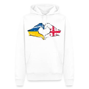 Ukraine Georgien Flagge Hände Herzform used - Männer Premium Bio Hoodie - Weiß - Vorne - Nico (187cm)