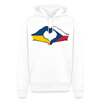Ukraine Czech Republic Flag Hands Heart Shape - Men’s Premium Organic Hoodie - white - Front - Nico (187cm)