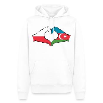 Polen Aserbaidschan Flagge Hände Herzform - Männer Premium Bio Hoodie - Weiß - Vorne - Nico (187cm)