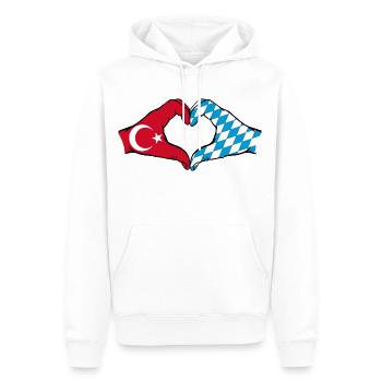 Turquie Bavière drapeau mains coeur - Sweat à capuche Premium bio Homme - blanc - Devant - Nico (187cm)