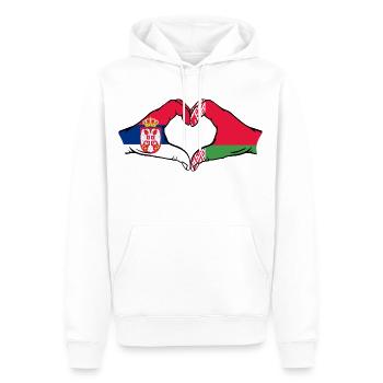Serbien Belarus Flagge Hände Herzform - Männer Premium Bio Hoodie - Weiß - Vorne - Nico (187cm)