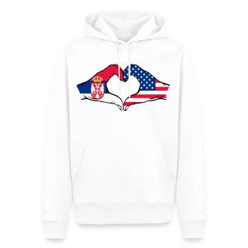 Serbien USA Flagge Hände Herzform - Männer Premium Bio Hoodie - Weiß - Vorne - Nico (187cm)
