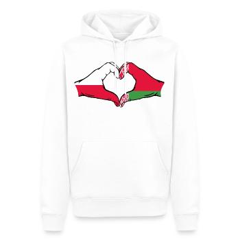 Polen Belarus Flagge Hände Herzform - Männer Premium Bio Hoodie - Weiß - Vorne - Nico (187cm)