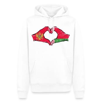 Montanegro Belarus Flagge Hände Herzform used - Männer Premium Bio Hoodie - Weiß - Vorne - Nico (187cm)