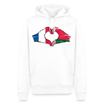 Frankreich Belarus Flagge Hände Herzform used - Männer Premium Bio Hoodie - Weiß - Vorne - Nico (187cm)