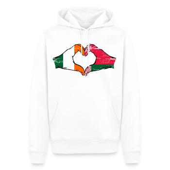 Irlande Biélorussie drapeau mains coeur forme utilisé - Sweat à capuche Premium bio Homme - blanc - Devant - Nico (187cm)