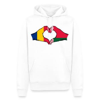 Rumänien Belarus Flagge Hände Herzform - Männer Premium Bio Hoodie - Weiß - Vorne - Nico (187cm)