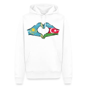 Kasachstan Aserbaidschan Flagge Hände Herz used - Männer Premium Bio Hoodie - Weiß - Vorne - Nico (187cm)