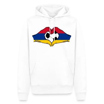 Forme de coeur de mains de football de drapeau d'Arménie - Sweat à capuche Premium bio Homme - blanc - Devant - Nico (187cm)