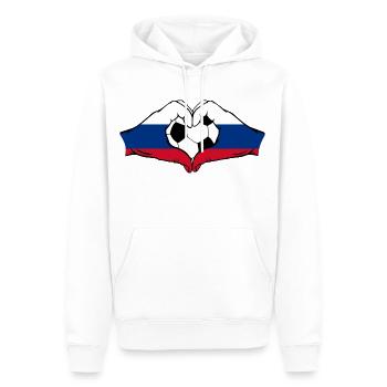 Forme de coeur de mains de football de drapeau de la Russie - Sweat à capuche Premium bio Homme - blanc - Devant - Nico (187cm)