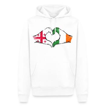 Géorgie Irlande drapeau mains forme de coeur utilisé - Sweat à capuche Premium bio Homme - blanc - Devant - Nico (187cm)