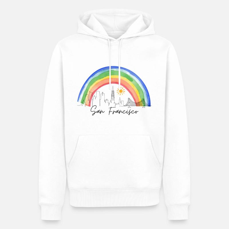 San Francisco Regenbogen Skyline - Männer Premium Bio Hoodie - Weiß
