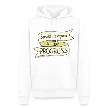 Small progress is PROGRESS - Men’s Premium Organic Hoodie - white - Front - Nico (187cm)