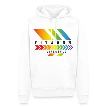 Fitness Lifestyle - Männer Premium Bio Hoodie - Weiß - Vorne - Nico (187cm)