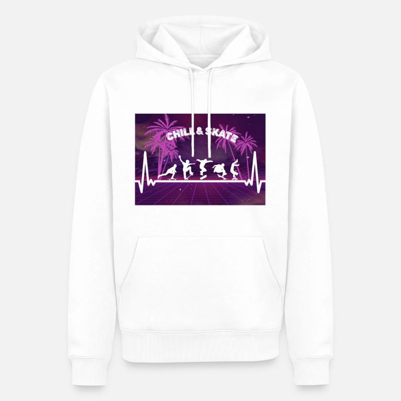 Skateboard mit einem Herzschlag - Männer Premium Bio Hoodie - Weiß