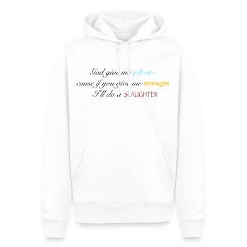 Que Dieu me donne de la patience - Sweat à capuche Premium bio Homme - blanc - Devant - Nico (187cm)
