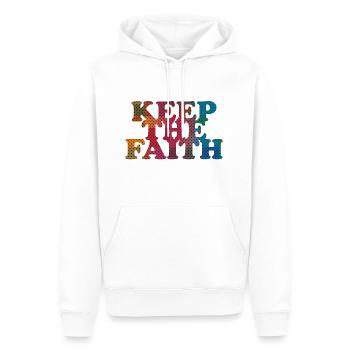 Keep the Faith - Männer Premium Bio Hoodie - Weiß - Vorne - Nico (187cm)