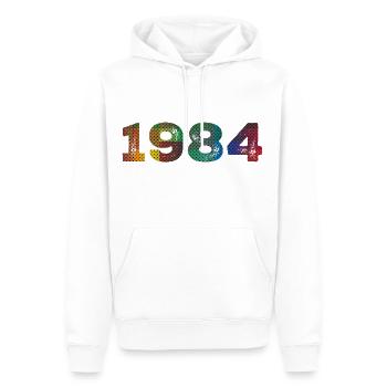 1984 Vintage - Männer Premium Bio Hoodie - Weiß - Vorne - Nico (187cm)