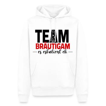 JGA team bräutigam - es eskaliert eh - Männer Premium Bio Hoodie - Weiß - Vorne - Nico (187cm)