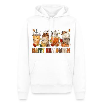 Joyeux Halloween Automne Motif Tenue Citrouille Café - Sweat à capuche Premium bio Homme - blanc - Devant - Nico (187cm)