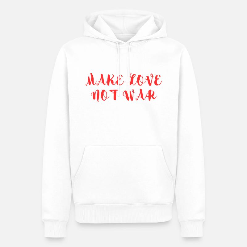 LIEBE MACHEN, NICHT KRIEG - Männer Premium Bio Hoodie - Weiß
